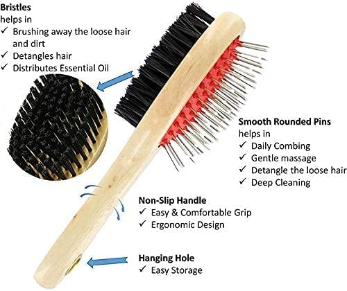 Bamboo Bristle Palm Brush For Gentle Grooming, For Dog, Cat, Puppy With Short Hair Smooth Coats, Handmade From Natural Sustainable Bamboo, Brown