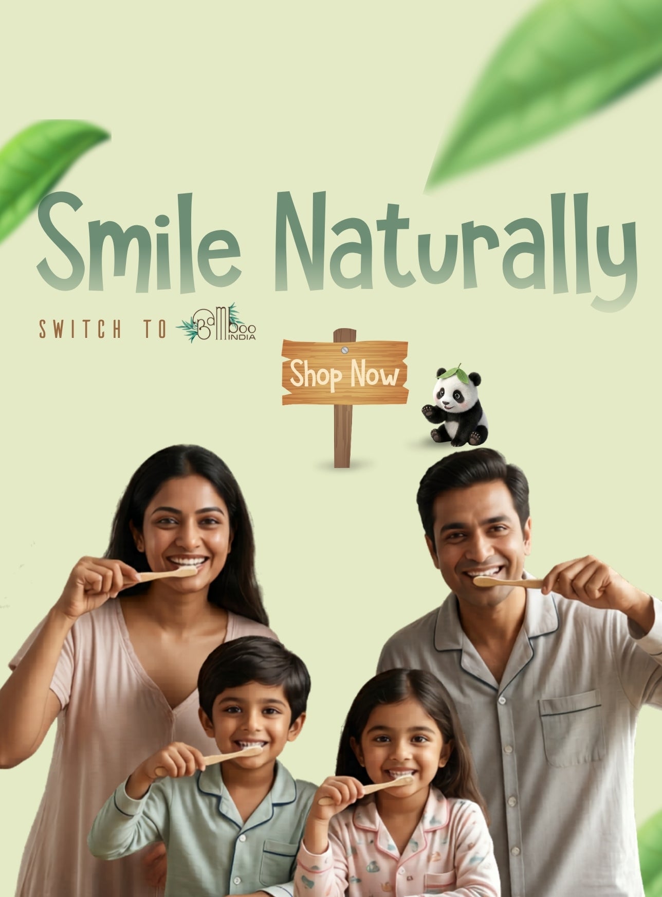 Bamboo Toothbrush Family Pack- Adult + Kids - (Pack of 4)