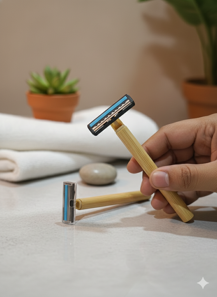 Bamboo Shaving Razor Pack of 2 with free Shaving Gel