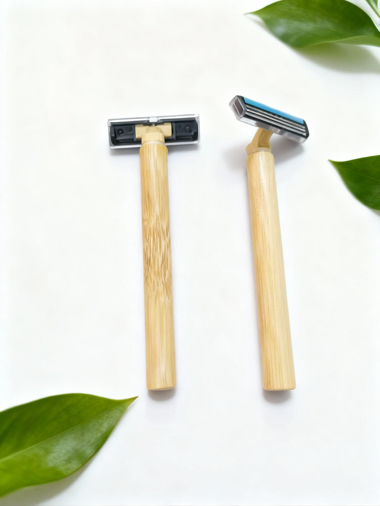 Bamboo Shaving Razor Pack of 2 with free Shaving Gel