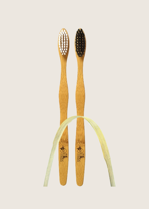 Bamboo Toothbrush (Pack of 2) with tongue cleaner